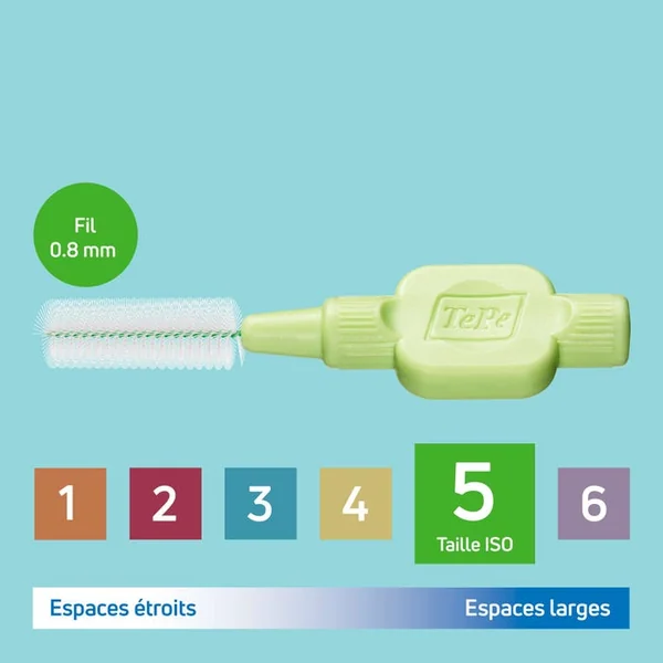 EXTRA SOUPLE - Brossettes Interdentaires Taille 5 0.8mm, 6 Unités