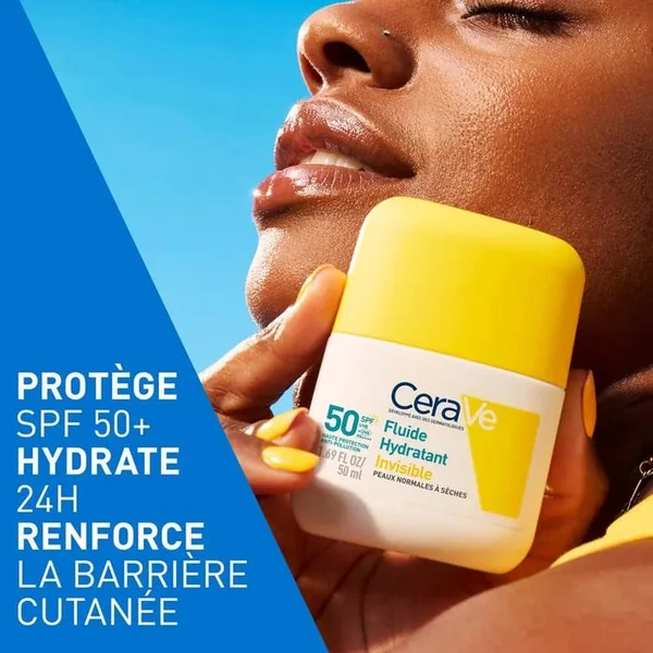 Fluide Solaire Invisible SPF50 - Visage et Cou - Peaux Normales à Sèches, 50ml