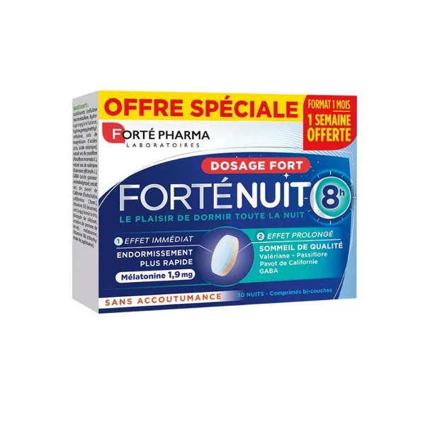 Fortenuit 8H Endormissement et Sommeil Forté Pharma 30 comprimés bi-couches