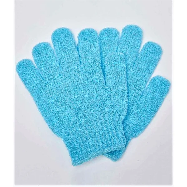 Gant de gommage exfoliant pour le corps bleu bain et douche