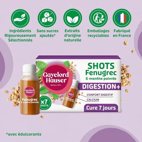 GAYELORD HAUSER Fenugrec Shot digestion Menthe poivrée Favorise la digestion FR