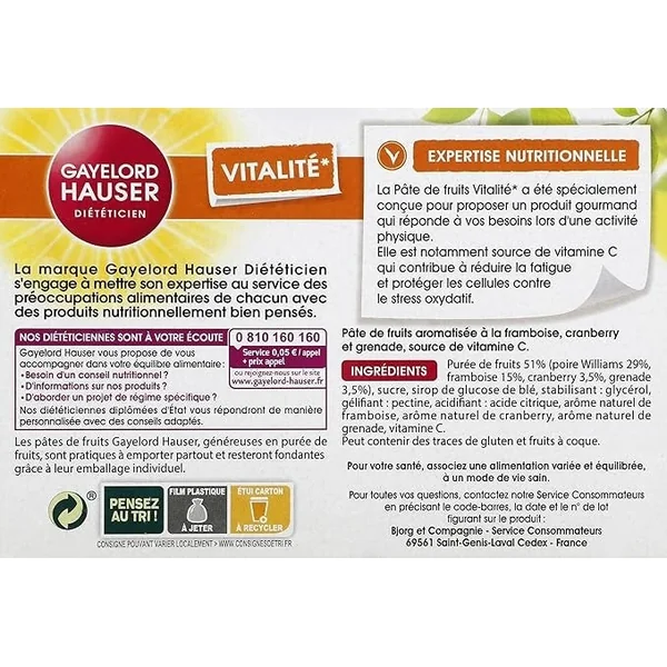 Gayelord Hauser - Pâte De Fruits Énergie 125G - Lot De 3 - Grenade