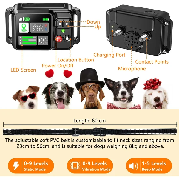 GPS Wireless Dog Fence System Rechargeable Waterproof Training Collar