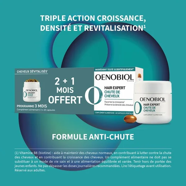 HAIR EXPERT - Complément Alimentaire Chute de Cheveux - Programme de 3 mois, 3x60 Capsules