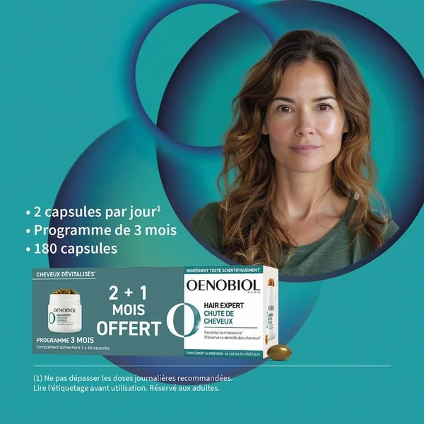HAIR EXPERT - Complément Alimentaire Chute de Cheveux - Programme de 3 mois, 3x60 Capsules