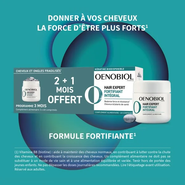 HAIR EXPERT - Complément Alimentaire Fortifiant Intégral - Programme de 3 mois, 3x60 Capsules