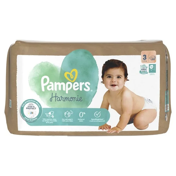 HARMONIE NEW BABY - Couches Bébé Taille 3 - De 6 à 10kg, 44 Unités