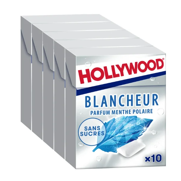 Hollywood Chewing gum powerfresh parfum menthe Forte - Le lot de 5, 14g