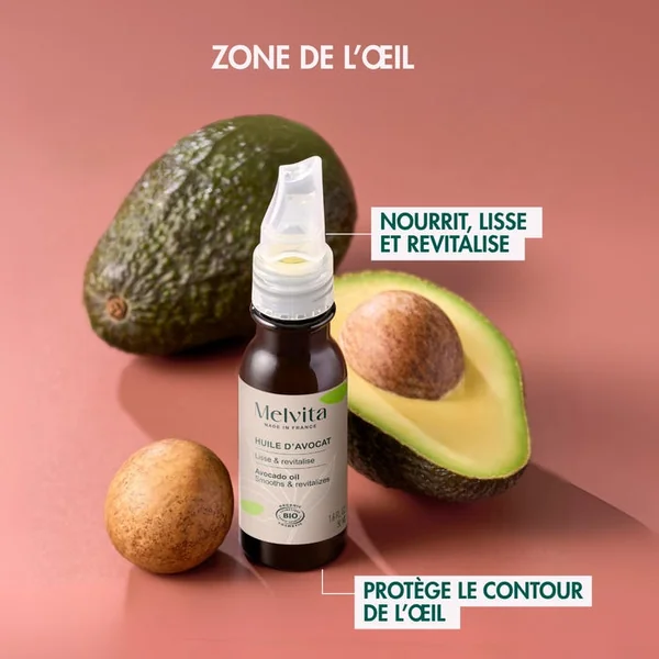 Huile d'Avocat Bio - Visage et Contour des Yeux - Peaux Sèches, 50ml