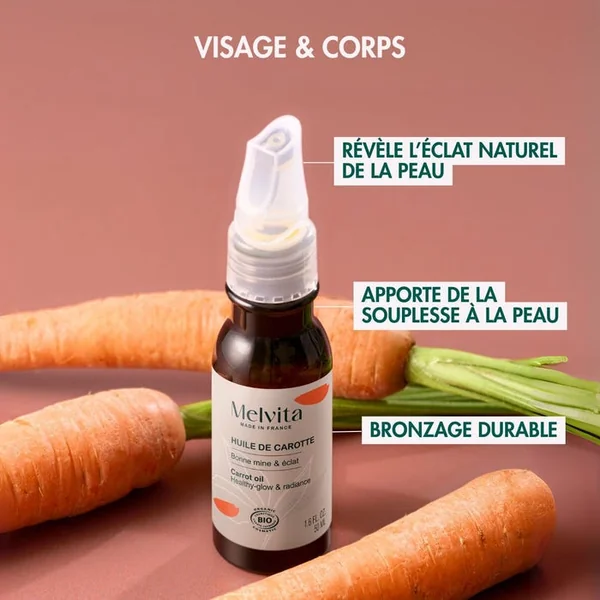 Huile de Carotte Bio - Visage et Corps - Tous Types de Peaux, 50ml