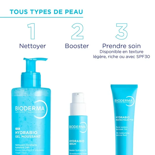 HYDRABIO - Sérum Booster Hydratant 72H - Visage - Tous Types de Peaux, 40ml