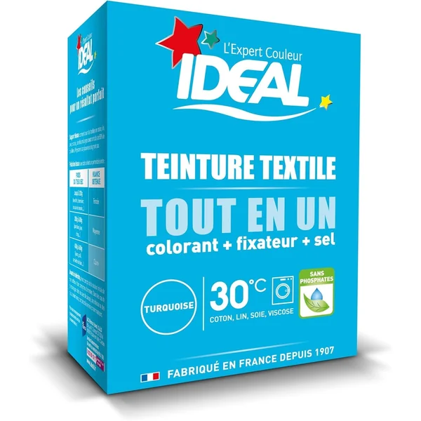 Ideal Teinture Textile Tout en un 230 g bleu clair colorant raviveur de couleur