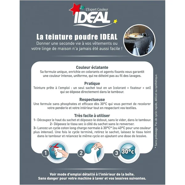 Ideal Teinture Textile Tout en un 230 g gris - colorant pour vêtements
