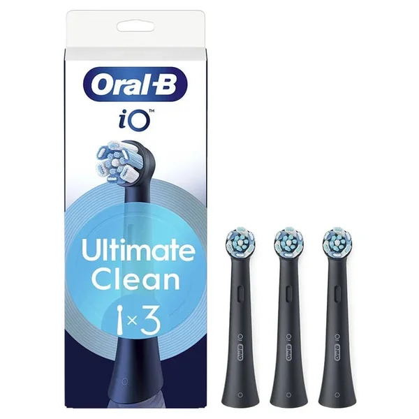 IO - ULTIMATE CLEAN - Brossettes de Rechange Noires Pour Brosse à Dents Electrique, 3 Unités