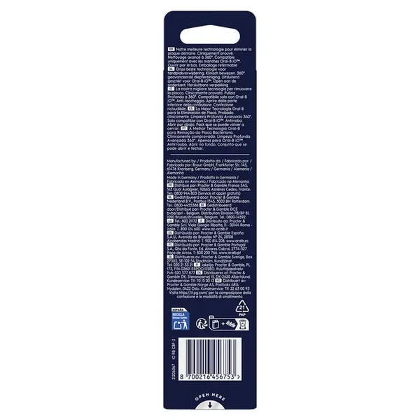 IO - ULTIMATE CLEAN - Brossettes de Rechange Noires Pour Brosse à Dents Electrique, 3 Unités