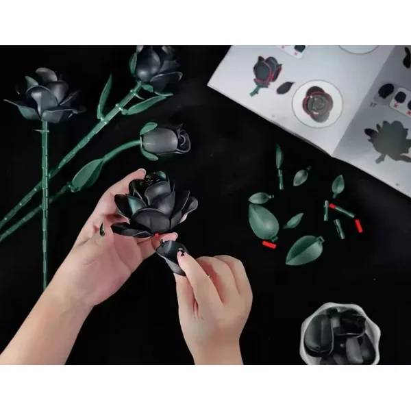 Jeux Assemblage Décoration Fleurs 12 Roses Noires , Jeux Adultes Et Enfant
