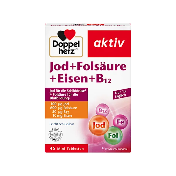 Jod + Folsäure + Eisen Tabletten 45 St., 20,4 g