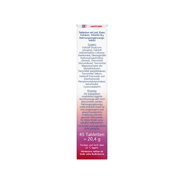 Jod + Folsäure + Eisen Tabletten 45 St., 20,4 g