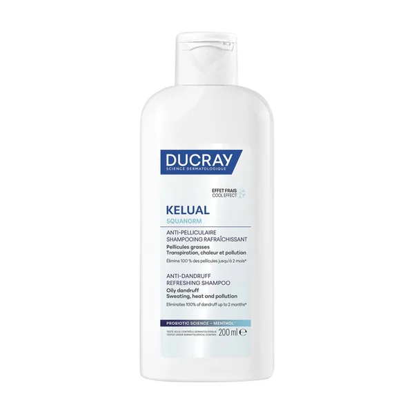 KELUAL SQUANORM - Shampooing Anti-Pelliculaire Rafraîchissant - Pellicules Grasses, 200ml