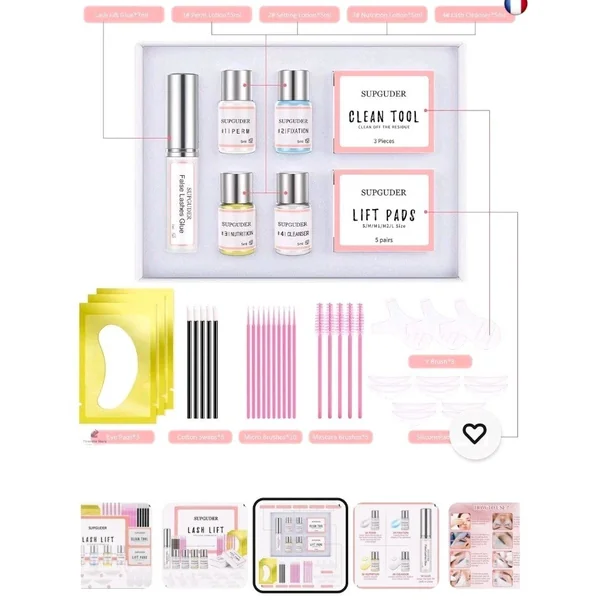 Kit de Rehaussement de Cils, Lash lift Kit, Kit Complet Maison Et Professionnel