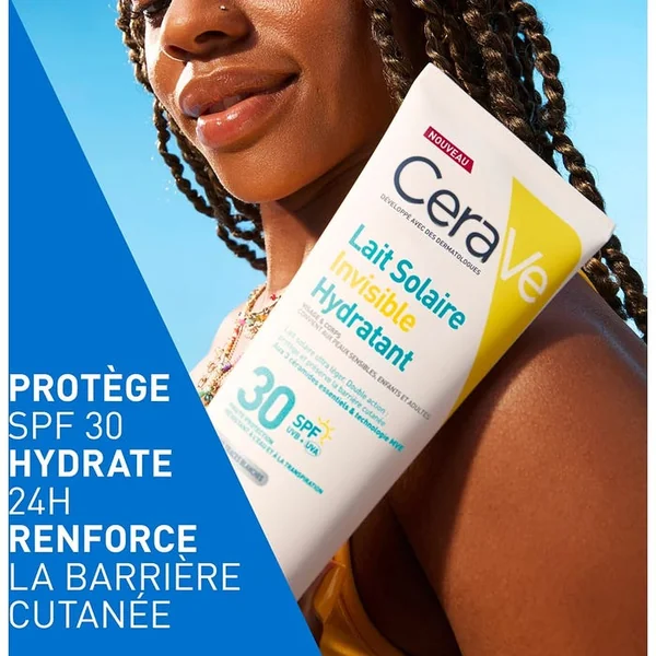 Lait Solaire Invisible Hydratant SPF 30 - Visage et Corps - Peaux Sensibles, 75ml