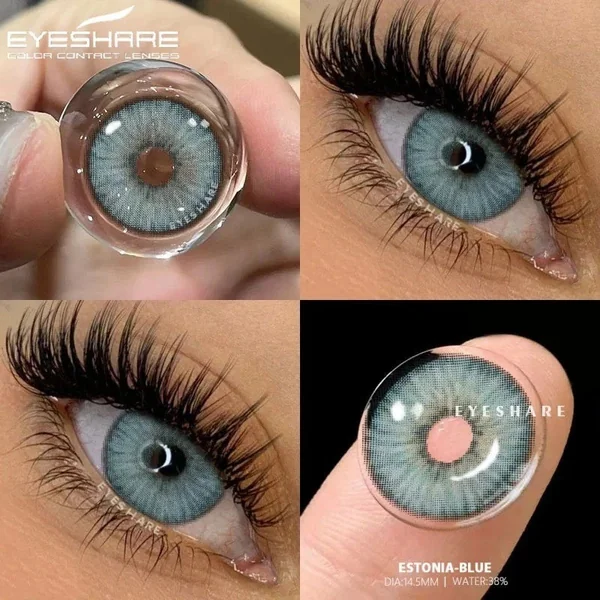 Lentilles de Contact Colorées - Marron, Gris, Vert, Bleu - Effet Naturel Estonia - 1 an