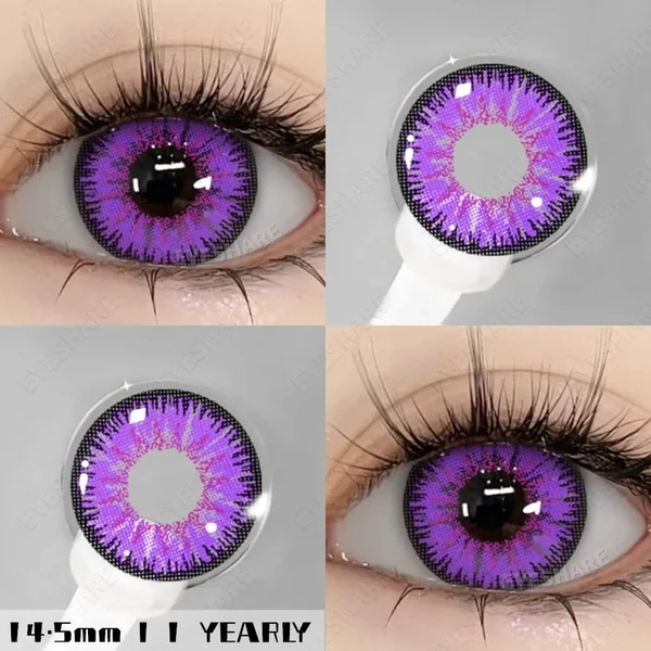 Lentilles de Contact Colorées - Rouge, Violet, Vert, Bleu - Effet Naturel - 1 an