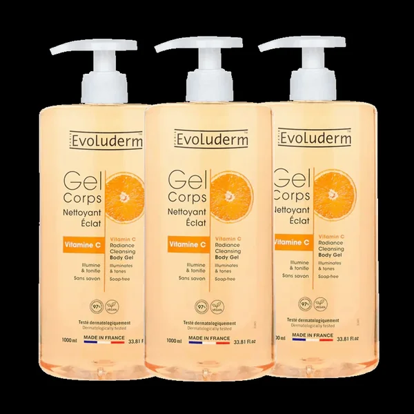 Lot de 3 Gels Corps Nettoyant Eclat Vitamine C 1000ml