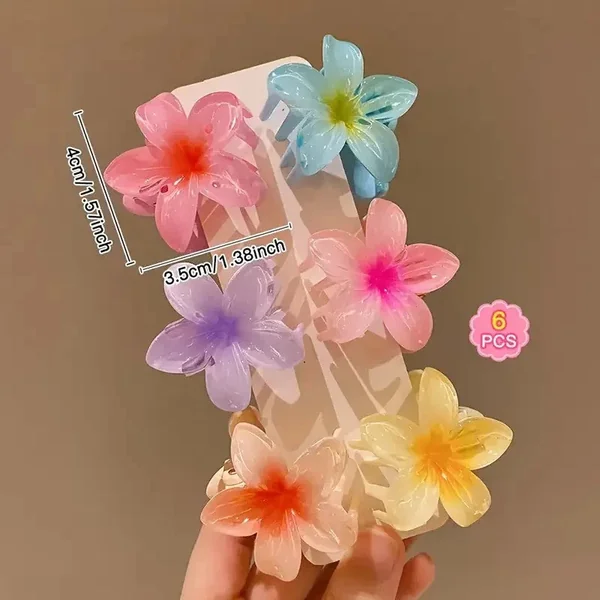 Lot de 6 petites pinces à cheveux en forme de fleur pour femme jolie coloré