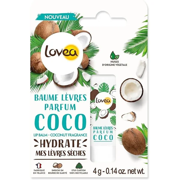 LOVEA - Baume À Lèvres - Parfum noix de coco - Apaise, Nourrit & Adoucit
