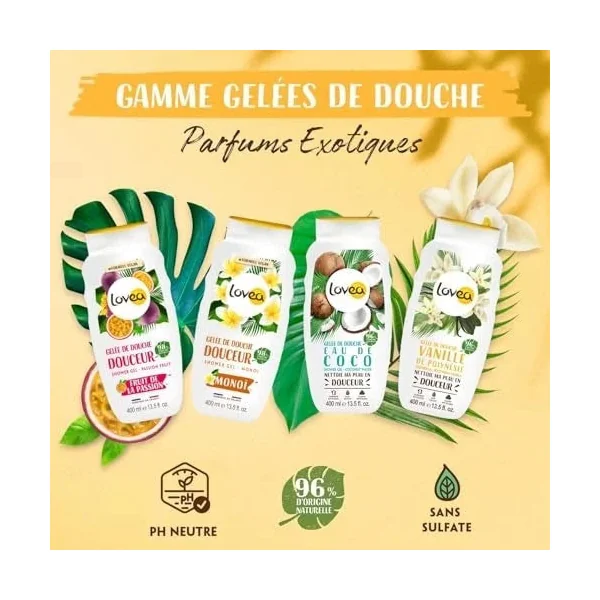 LOVEA - Gelée De Douche - vanille - Mousse Fine & Onctueuse - Nettoie En Douceur