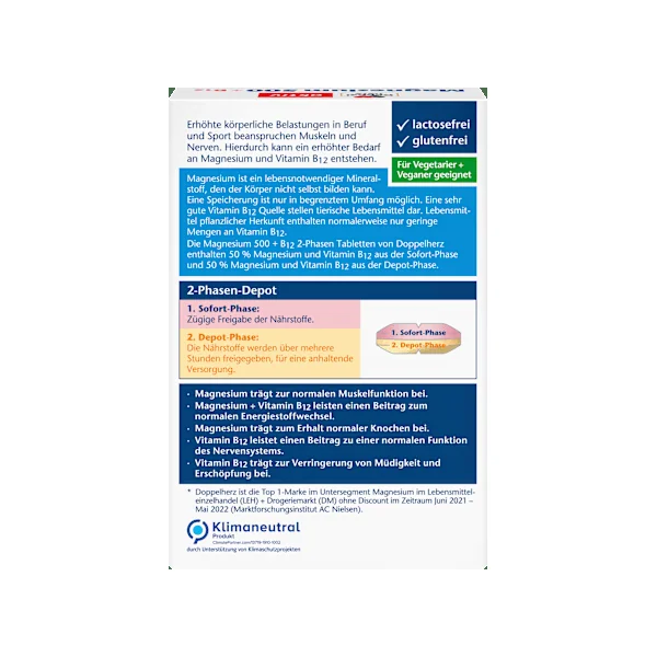 Magnesium 500 + B12 2-Phasen Depot Tabletten 30 St, 51 g