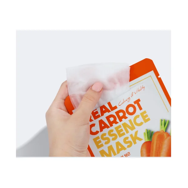Masque visage en tissu coréen - Real carrotte de Farmstay (Éclat - Hydratant - Dynamisant)