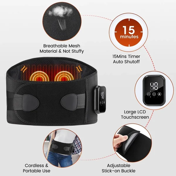 Massage Belt Electric Infrared Heated with Back Support Waist Vibration Massager