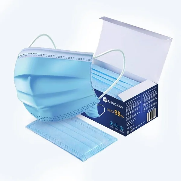 MEDIC GOV - Masques Chirurgicaux Type IIR - Bleu, 50 Masques