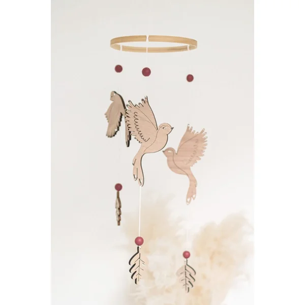 Mobile pour lit bebe oiseaux en bois MIGRATION