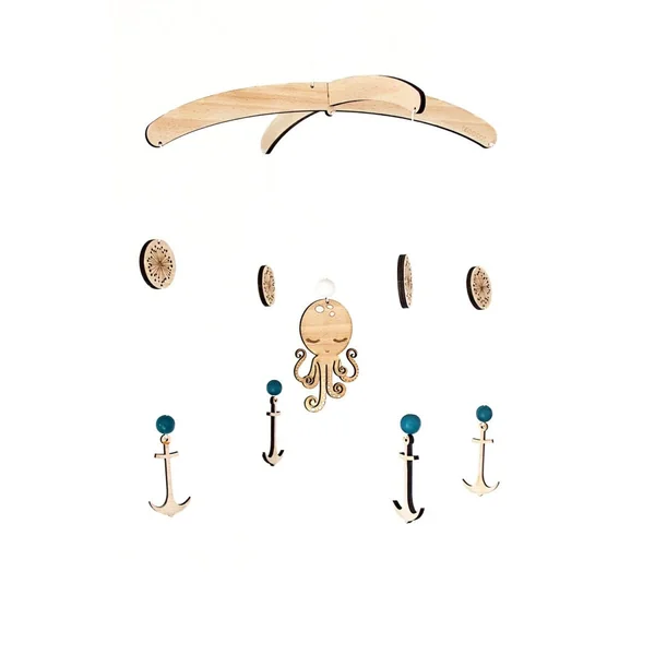 Mobile pour lit bebe pieuvre en bois AU COEUR DE L'OCEAN