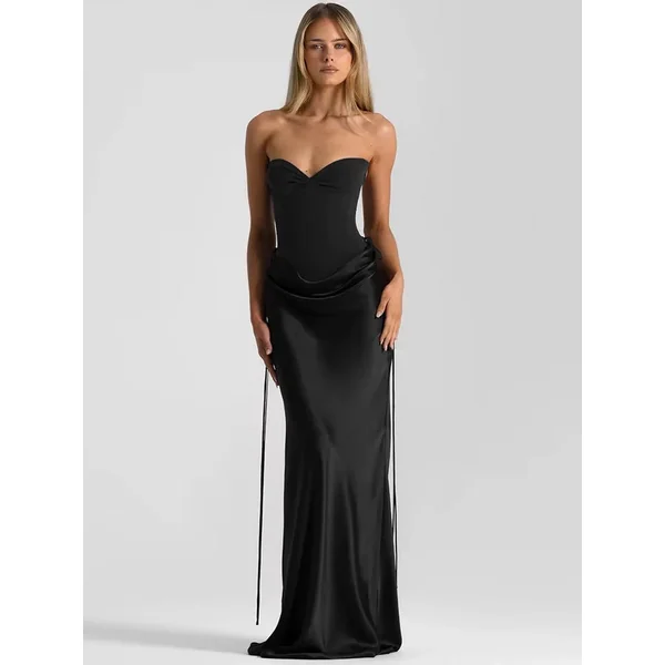 Mozision Off Shoulder Backless Maxi Dress Women Strapless Bodycon Party Club Gow