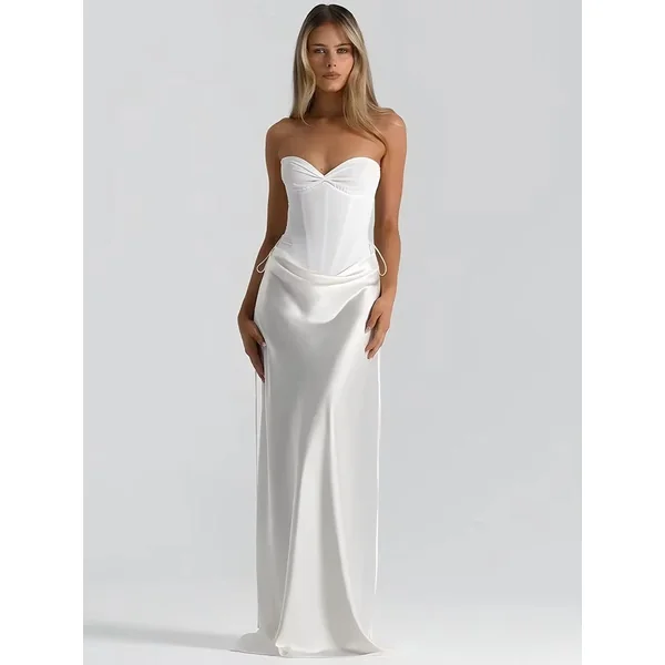 Mozision Off Shoulder Backless Maxi Dress Women Strapless Bodycon Party Club Gow