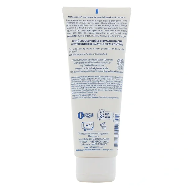 Natessance Crème Nourrissante Mains et Ongles Argan Fleur d'Oranger Bio