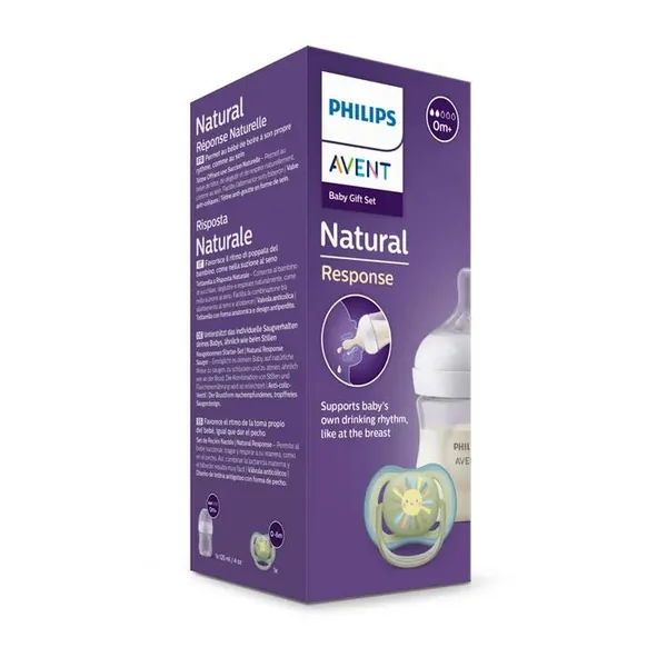 NATURAL RESPONSE - Coffret Découverte Bébé - Biberon 125ml + 1 Sucette Ultra Air - 0 à 6 mois