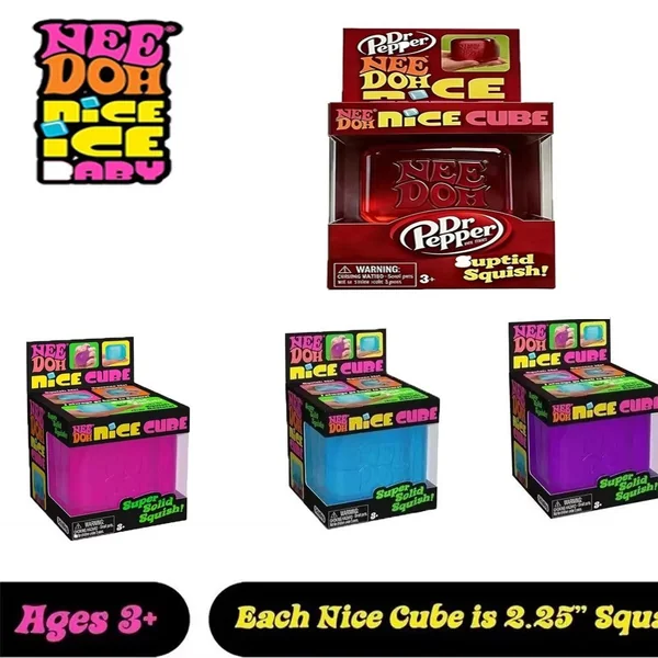 NeeDoh Nice Ice Baby Small Cube Fidget Squish Toy Nee Doh Mini Squeeze Ball NEW