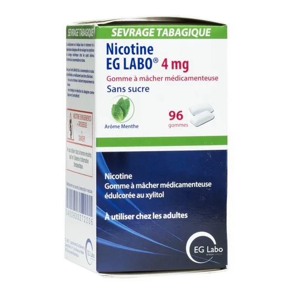 Nicotine 4 mg menthe sans sucre gommes EG Labo