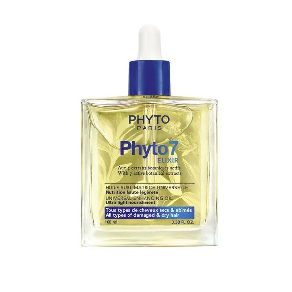PHYTO 7 ELIXIR - Huile Sublimatrice Universelle - Tous Types de Cheveux Secs et Abîmés, 100ml