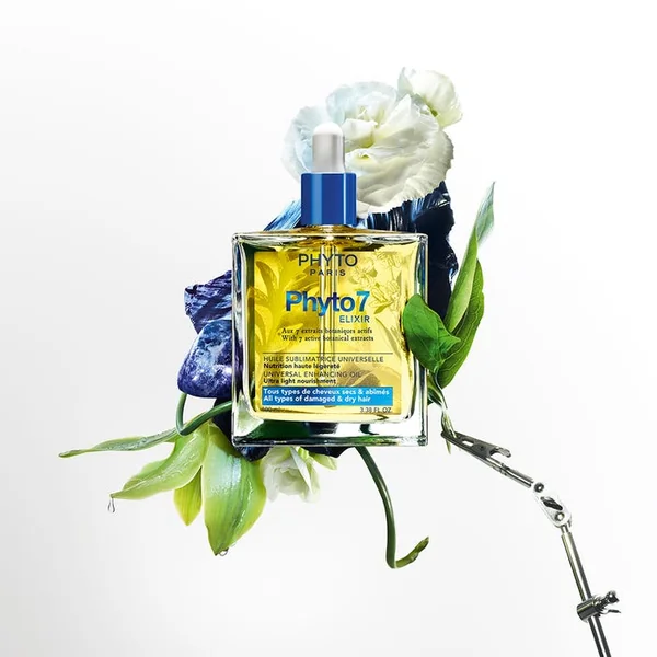 PHYTO 7 ELIXIR - Huile Sublimatrice Universelle - Tous Types de Cheveux Secs et Abîmés, 100ml