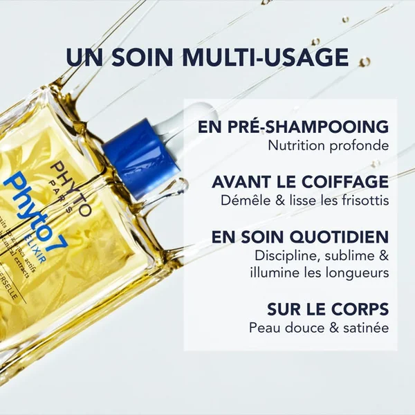 PHYTO 7 ELIXIR - Huile Sublimatrice Universelle - Tous Types de Cheveux Secs et Abîmés, 100ml