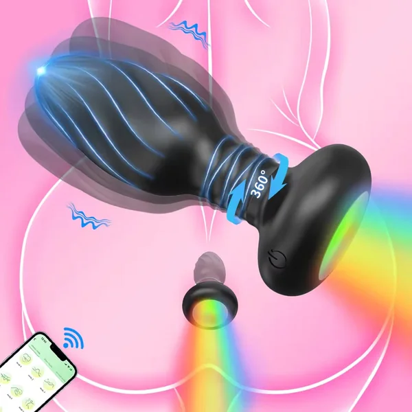 Plug Anal Vibrant Rotatif Connecté Lumineux – Contrôle à Distance & 9 Mode