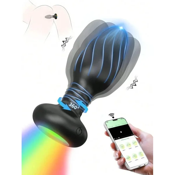 Plug Anal Vibrant Rotatif Connecté Lumineux – Contrôle à Distance & 9 Mode