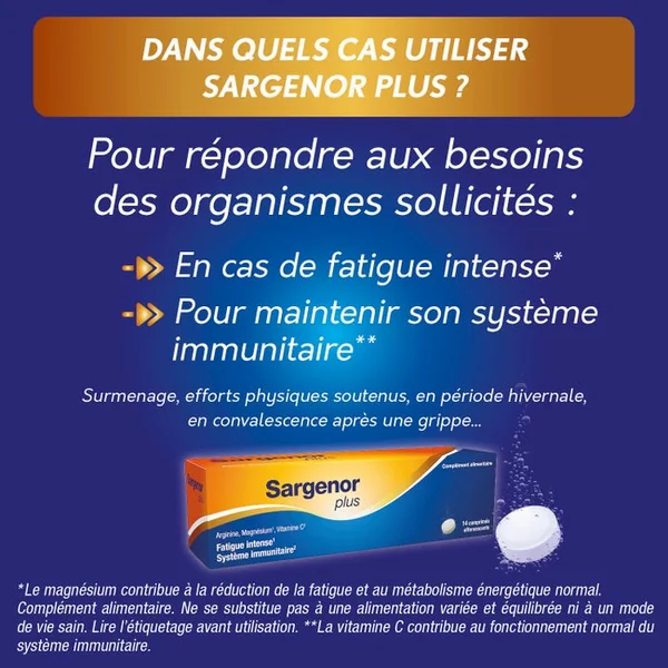 PLUS - Complément Alimentaire Fatigue Intense et Système Immunitaire, 14 Comprimés Effervescents