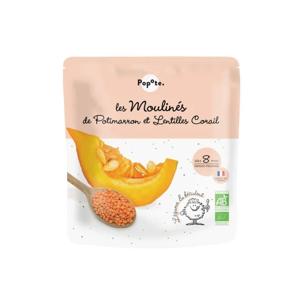 Popote Les Moulinés de Potimarron et Lentilles Corail Dès 8 Mois Bio 180 g